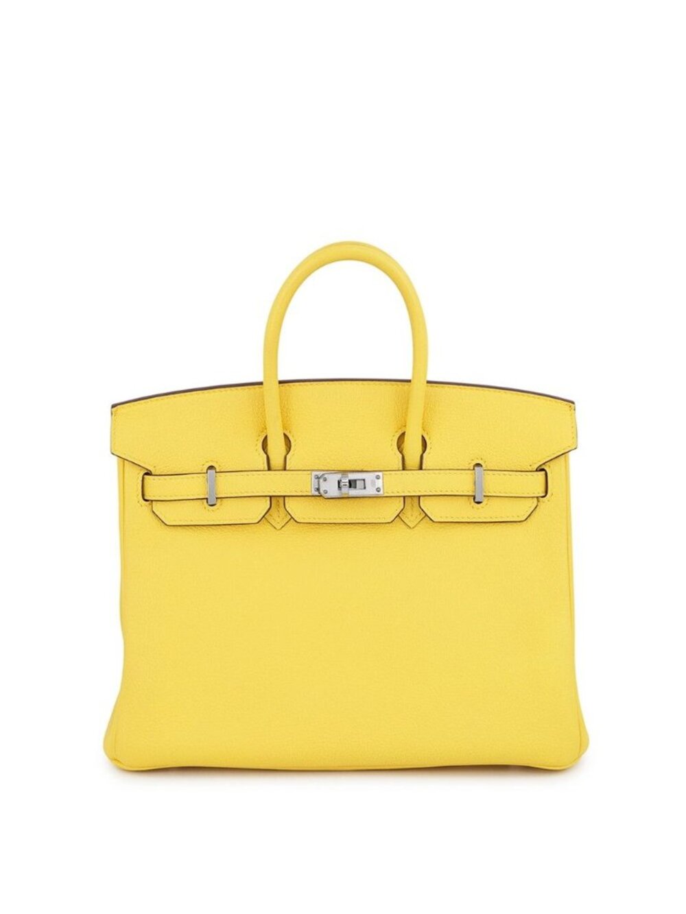 Hermes Birkin 25 Jaune Naple Silver Taurillon Novillo Handbag